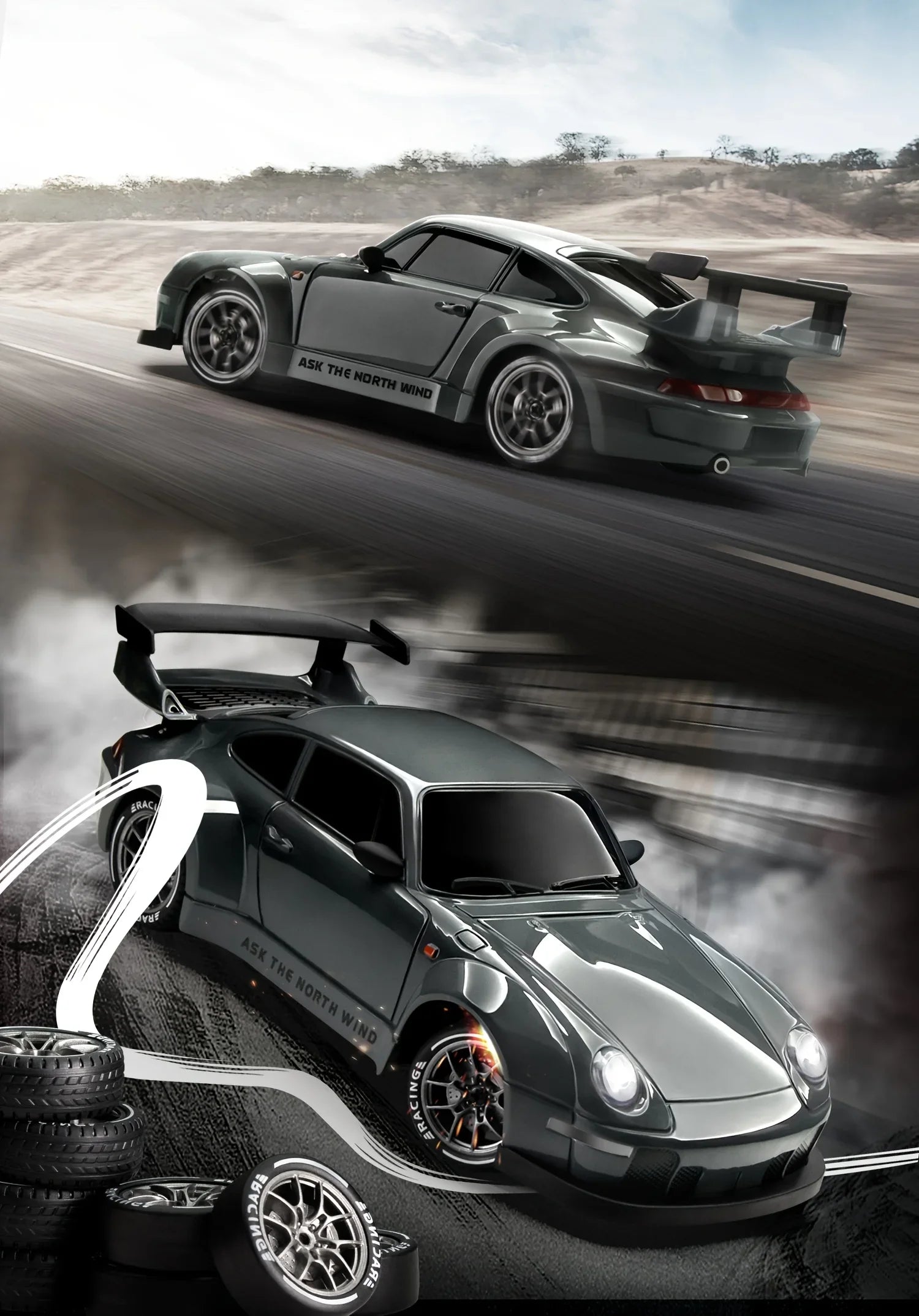 1:24 Scale 20+KM/H RC Drift Car 2.4G 4WD High Speed RC Drifting Car Remote Control Cars with LED Lights Drifting Tires Race Toys