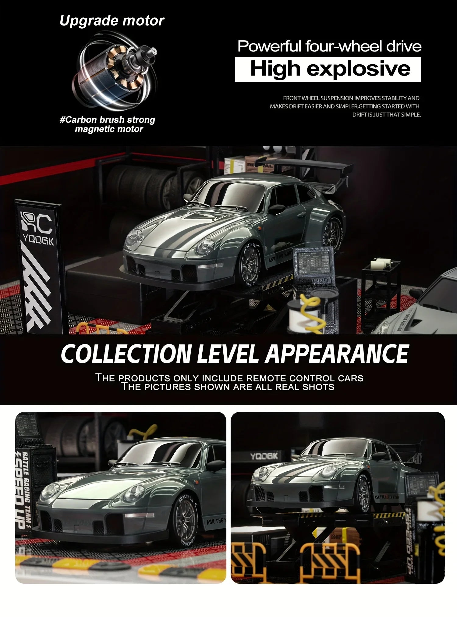 1:24 Scale 20+KM/H RC Drift Car 2.4G 4WD High Speed RC Drifting Car Remote Control Cars with LED Lights Drifting Tires Race Toys