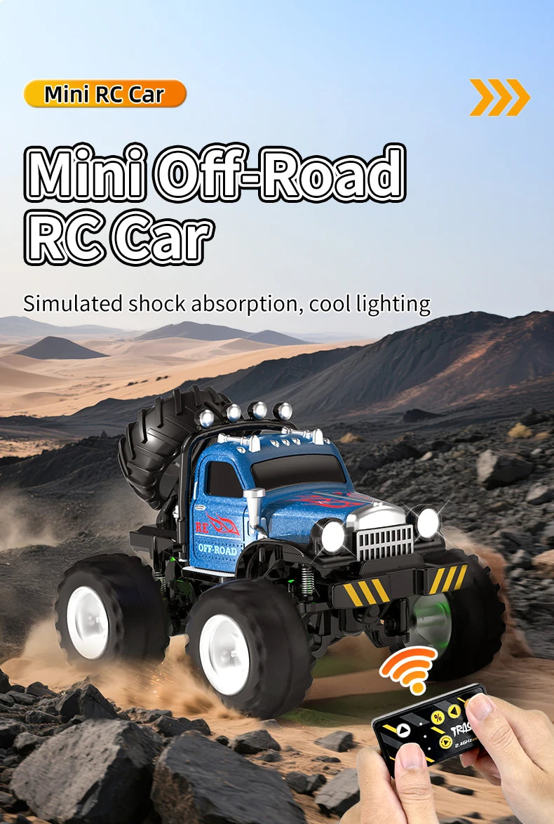 New 1:64 Rc Car Mini 2.4Ghz City Road Handle High Speed Alloy All Terrain Remote Control Car Dual Control Children's Toys Gifts