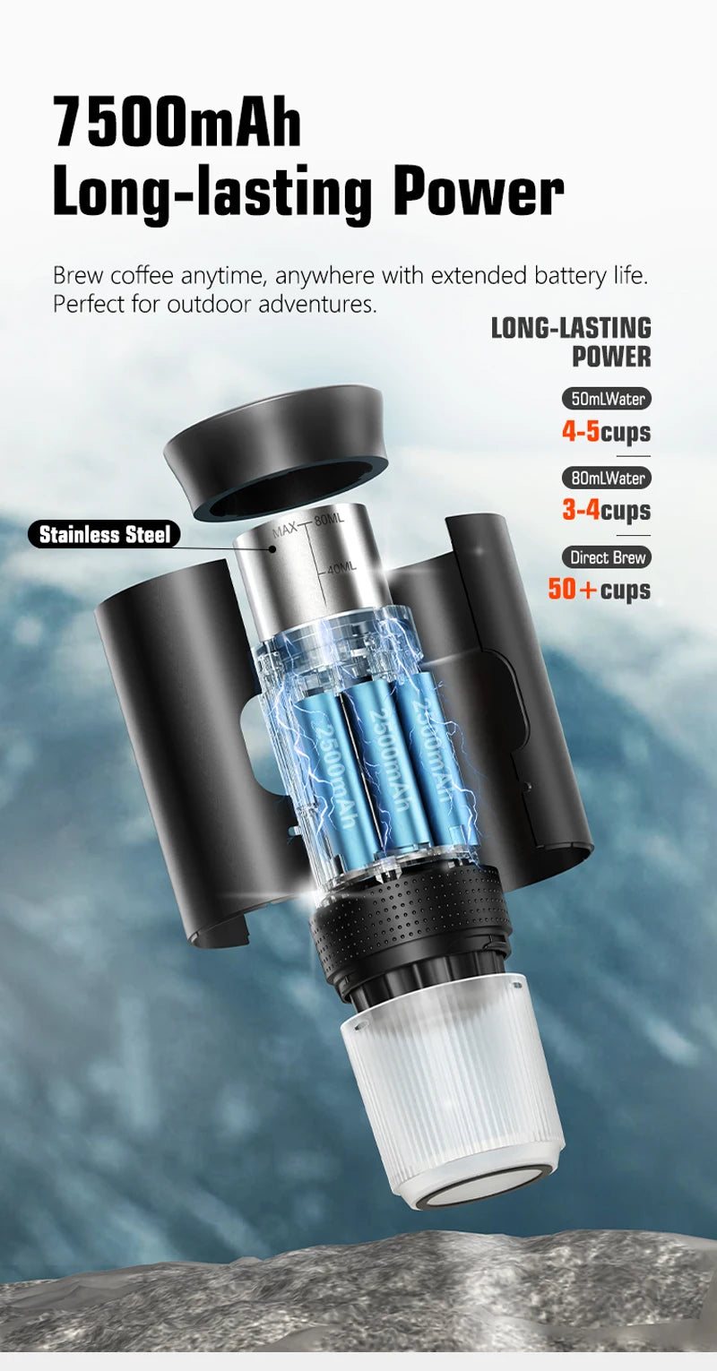 Foombthe Portable Espresso Coffee Machine With Digital Display 3-in-1 Capsule Coffee Maker for Car & Home Camping Coffee Maker