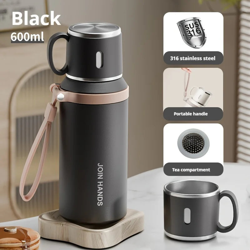 600ML Thermal Water Bottle Stainless Steel Thermos Bottle Keep Cold and Hot Water Bottle Thermos for Tea Coffee Vacuum Flasks