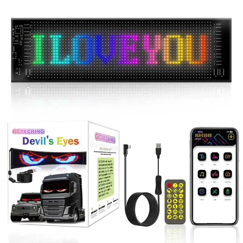 Led Eyes For Truck Led Matrix Panel RGB LED Car Panel DIY Programmable Bluetooth App Control Scrolling  Light
