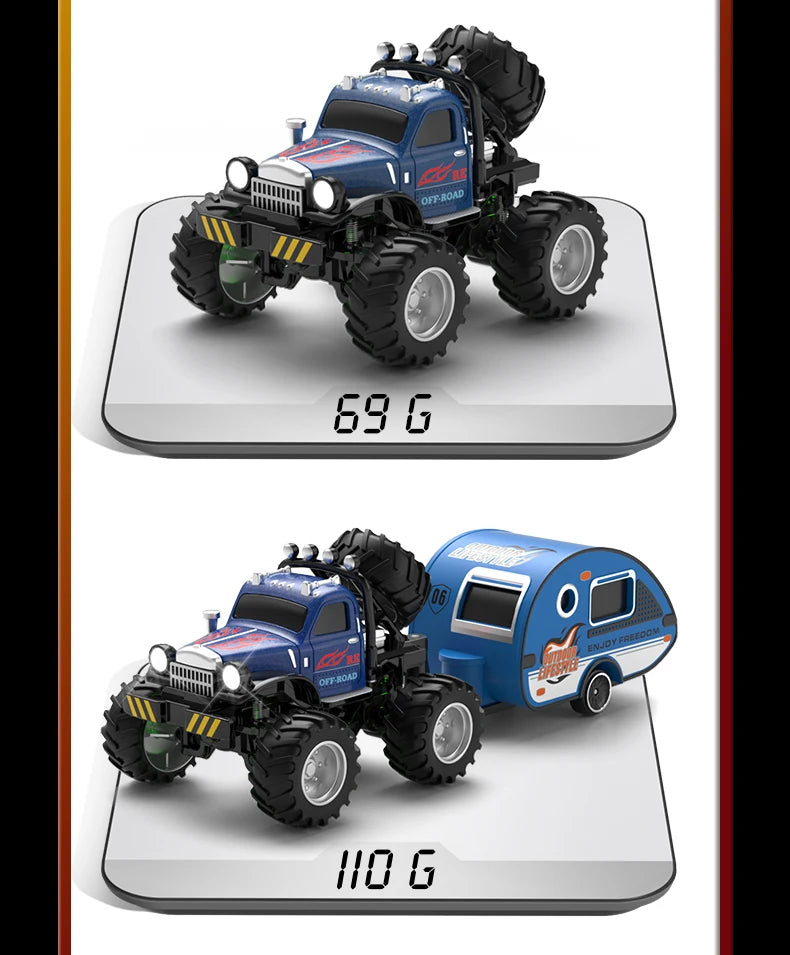 New 1:64 Rc Car Mini 2.4Ghz City Road Handle High Speed Alloy All Terrain Remote Control Car Dual Control Children's Toys Gifts