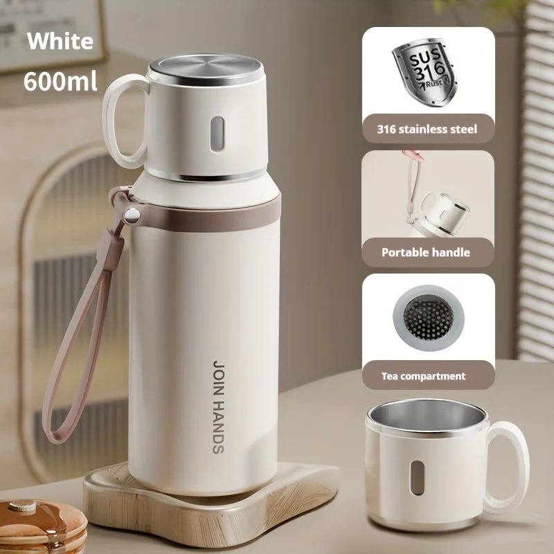 600ML Thermal Water Bottle Stainless Steel Thermos Bottle Keep Cold and Hot Water Bottle Thermos for Tea Coffee Vacuum Flasks